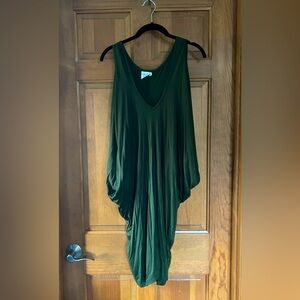 Simple brand, olive green, open shoulder, cotton ruched shirt. 1x